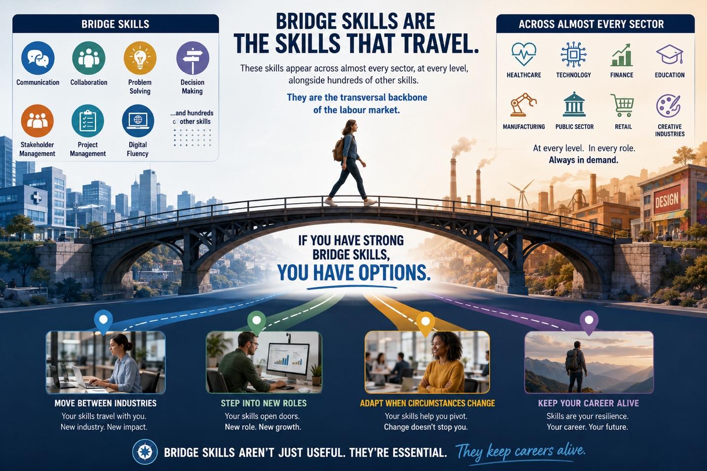 Bridge skills that travel across sectors and create career options